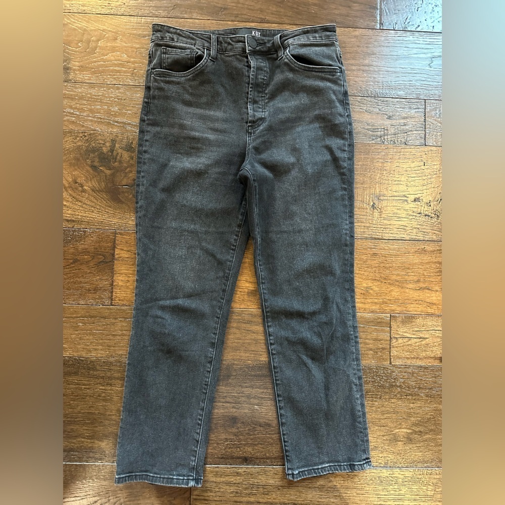 KUT Women’s Rosa Crop Vintage Straight Leg Black Denim Jeans- size 8